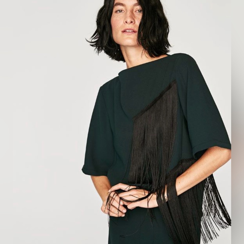 ZARA Green Fringe Sash Design Boho